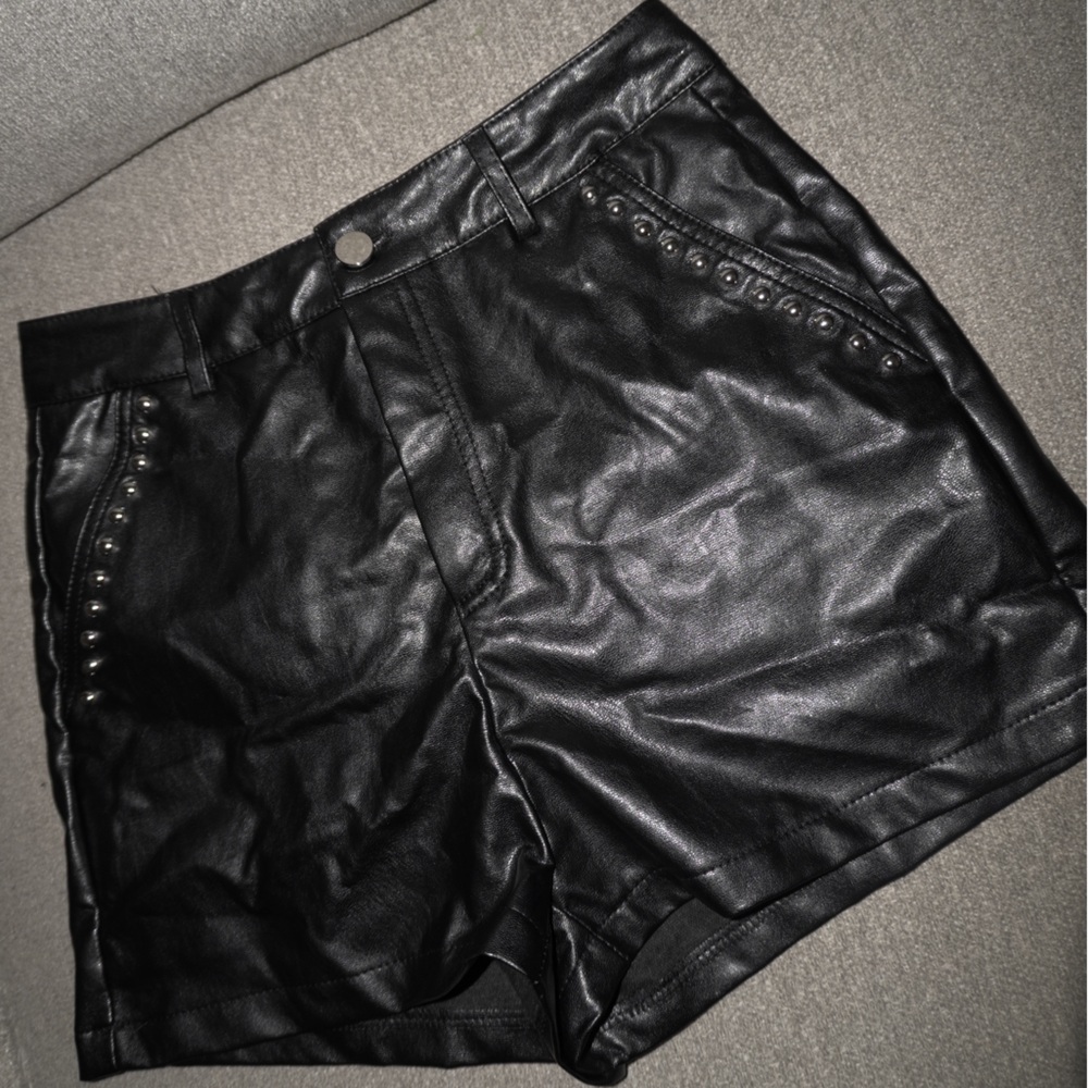 Brand New Black Leather Shorts